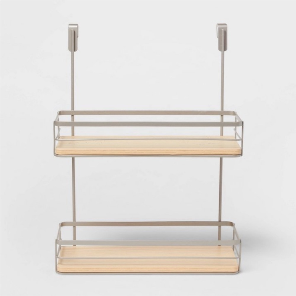 Brightroom Over the Cabinet Tiered Shelves with Wood
Brushed Nickel